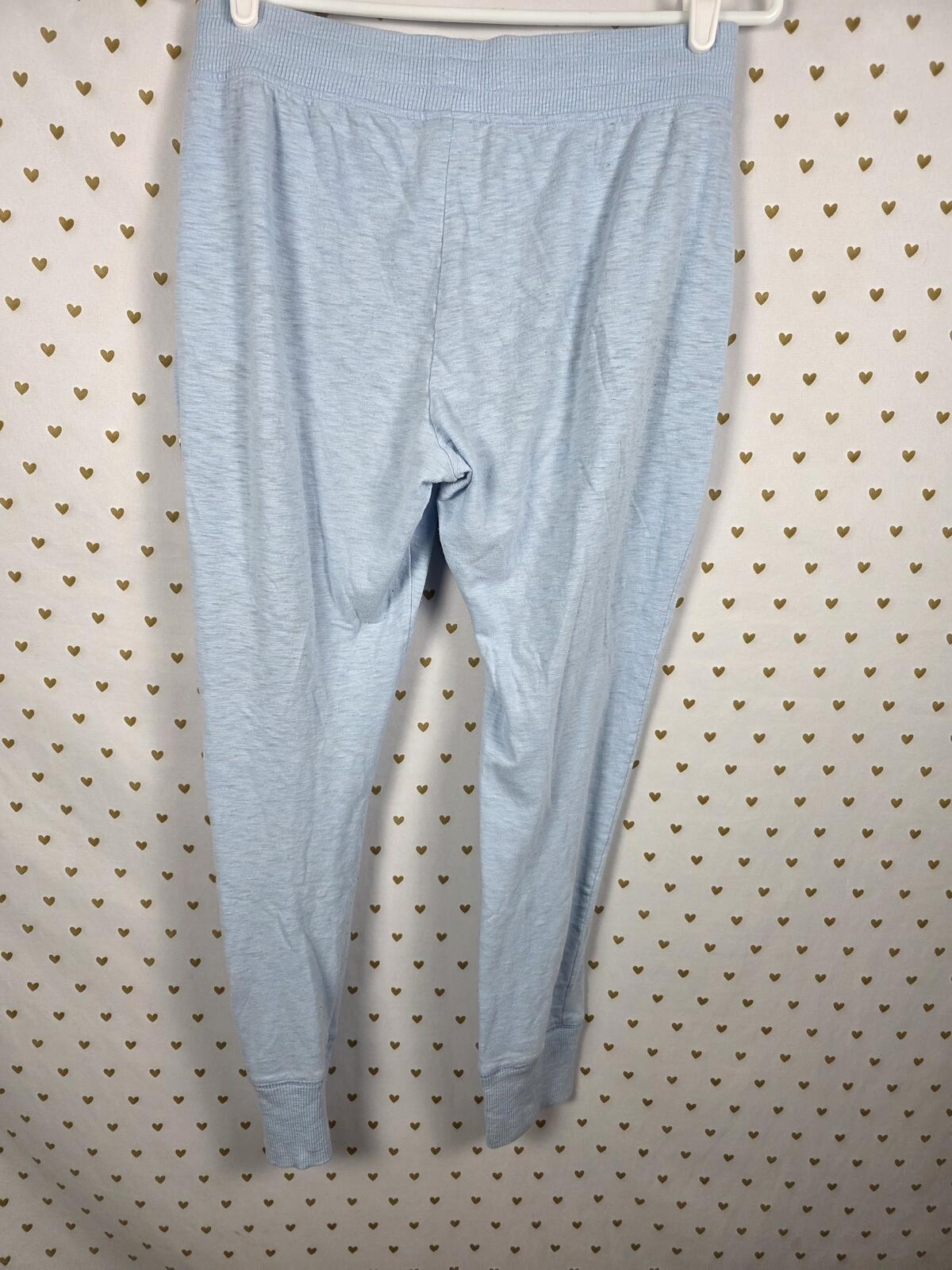 Victorias Secret PINK LOVE Blue Medium Tapered Joggers Sweats Sweatpants