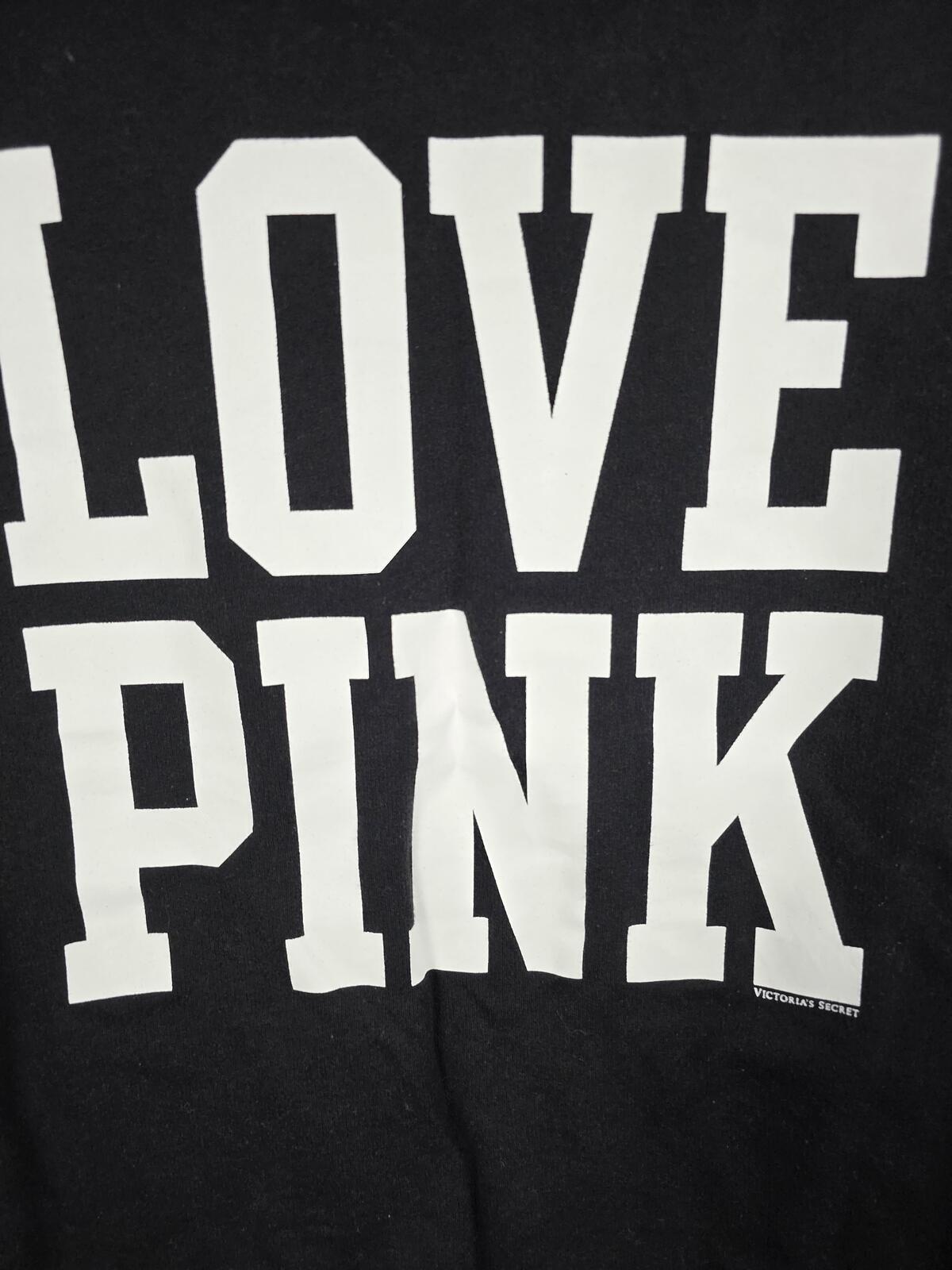 Victorias Secret Pink LOVE Vintage Black Slouchy Off Shoulder sweater shirt SM
