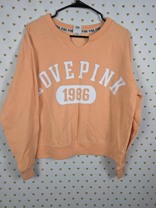 Victorias Secret Pink Vintage LOVE Oversized Slouchy Sweater Shirt MEDIUM
