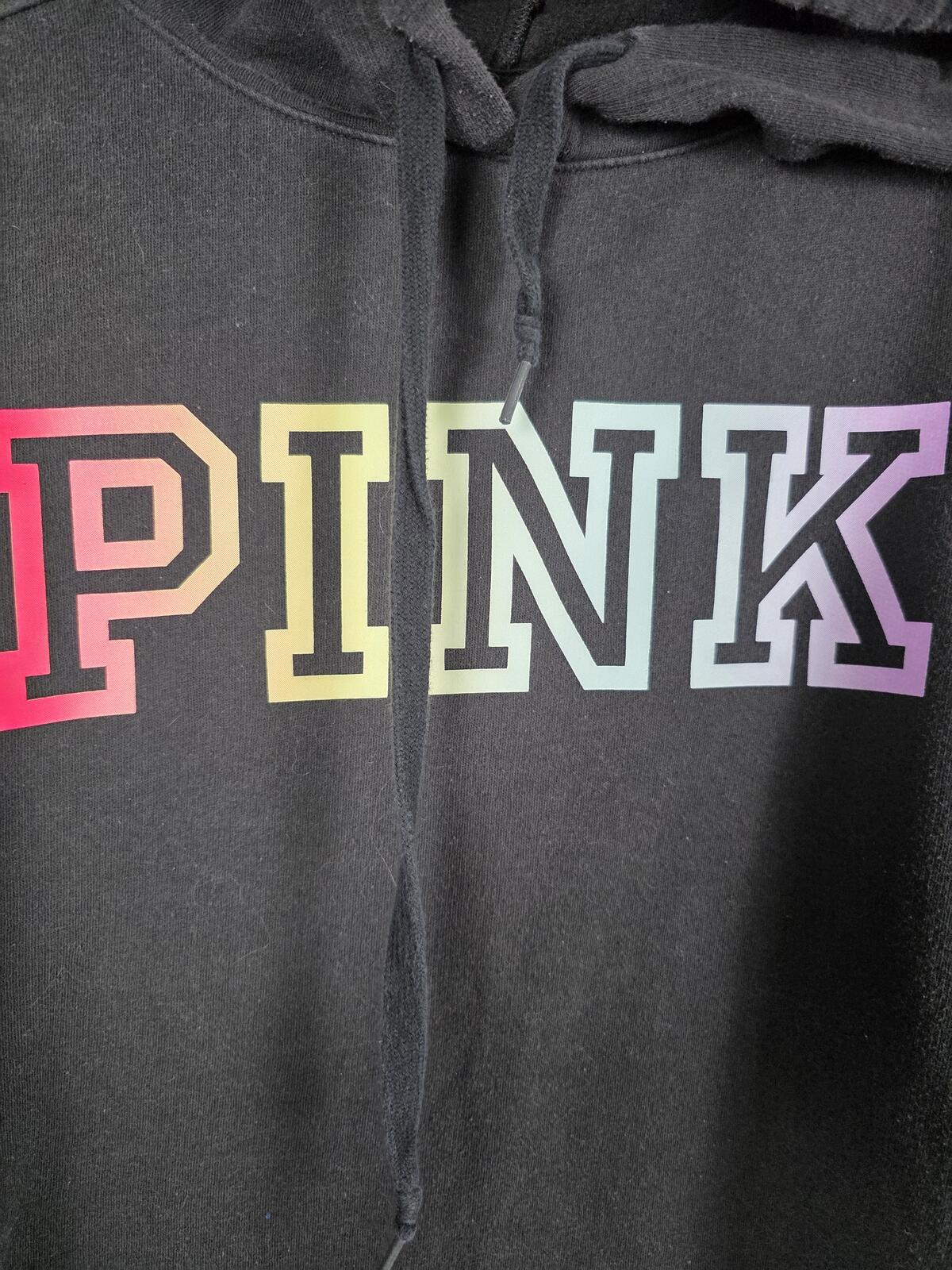 Victorias Secret Pink RAINBOW LOGO SET outfit Pullover Sweater Sweats 2pc SMALL