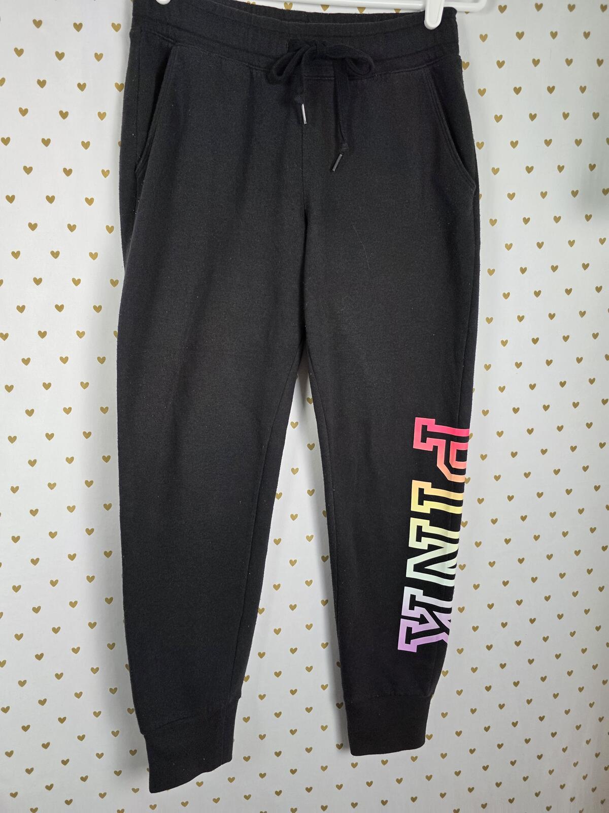 Victorias Secret Pink RAINBOW LOGO SET outfit Pullover Sweater Sweats 2pc SMALL