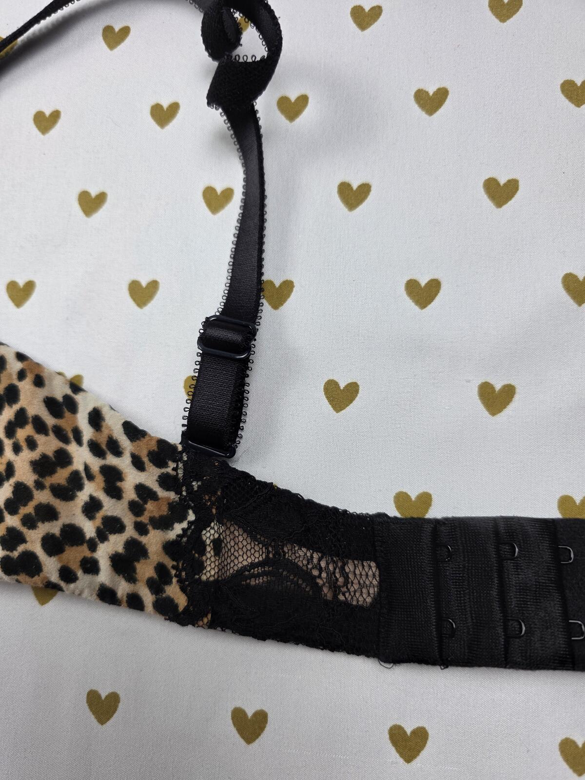 Victorias Secret LEOPARD Cheetah Lace Bra Balconette Demi 36C