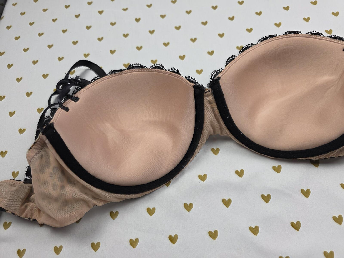 Victorias Secret LEOPARD Cheetah Lace Bra Balconette Demi 36C