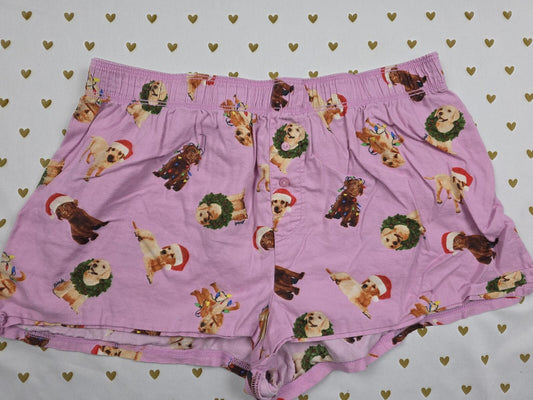 Victorias Secret PINK DOGS Christmas SMALL Sleep Shorts Boxers Pajama Bottoms