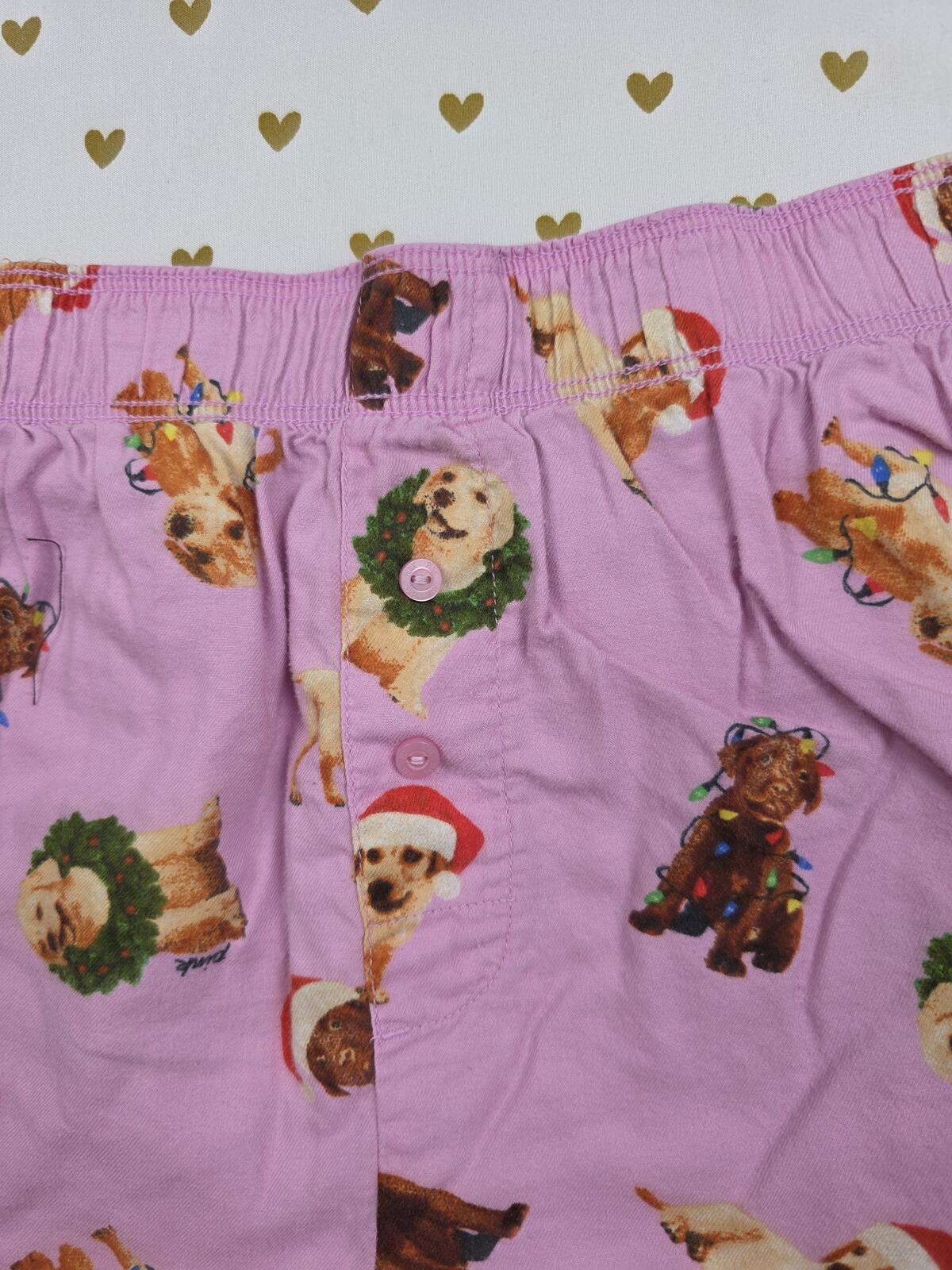 Victorias Secret PINK DOGS Christmas SMALL Sleep Shorts Boxers Pajama Bottoms