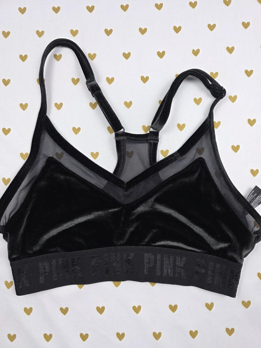 Victorias Secret Pink Velved  Lightly Lined bralette Bra Top Tank XS