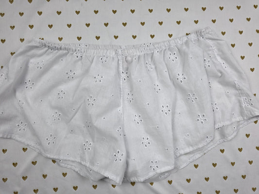 Victorias Secret White Eyelet Thin LARGE  Sleep Shorts Boxers Pajama Bottoms