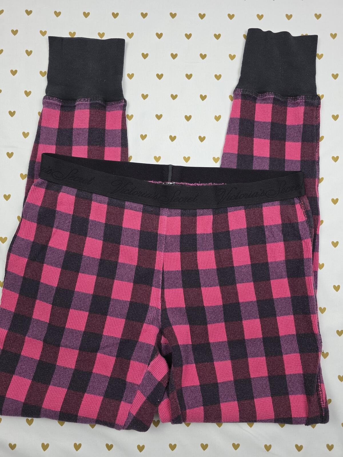 Victorias Secret Waffle Knit Plaid Check Buffalo Sleep Pants Pajama Bottoms MED