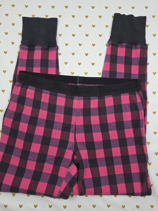 Victorias Secret Waffle Knit Plaid Check Buffalo Sleep Pants Pajama Bottoms MED