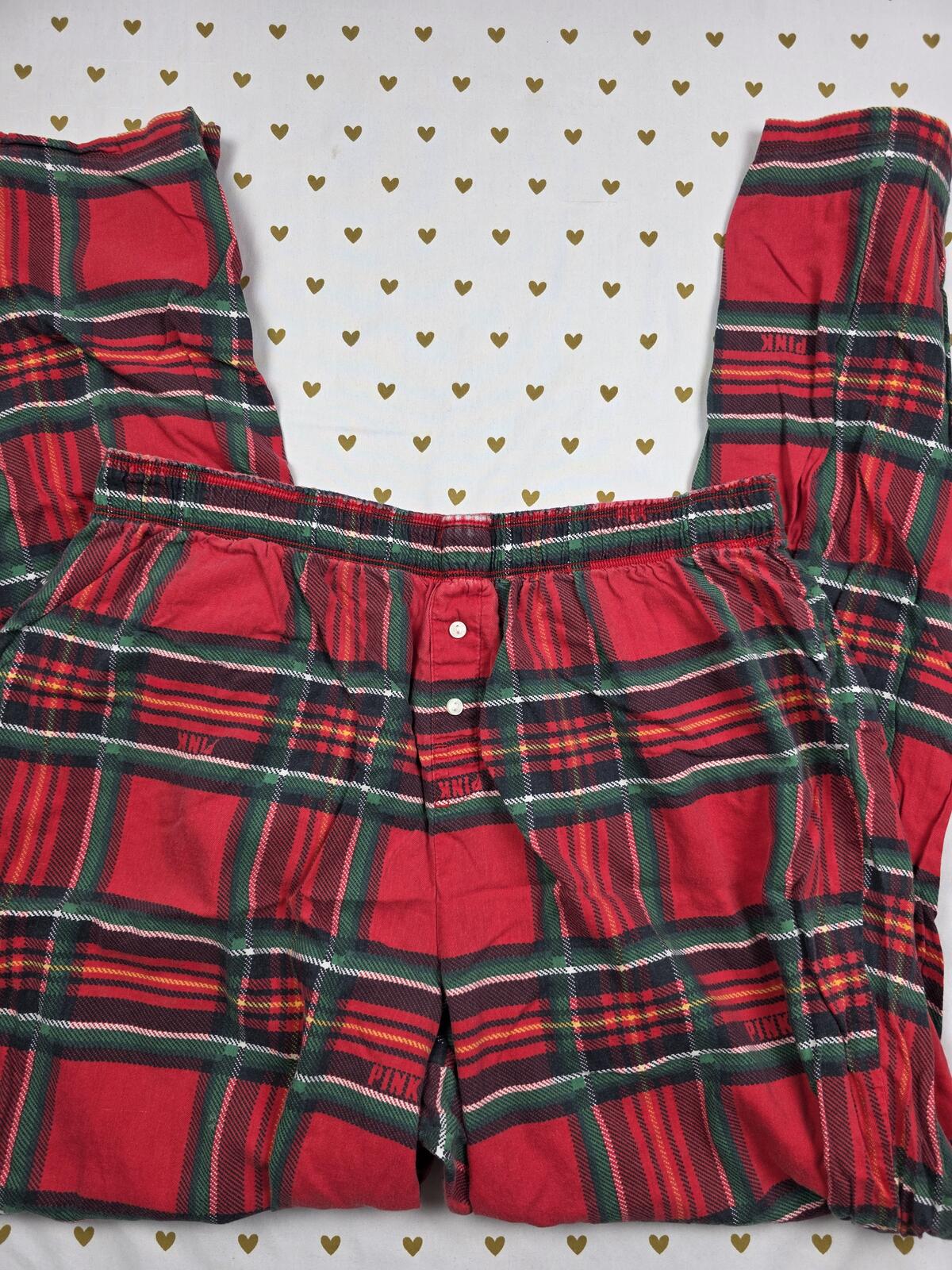 Victorias Secret Plaid LOGO BUTT Sleep Pants PJ Bottoms MEDIUM