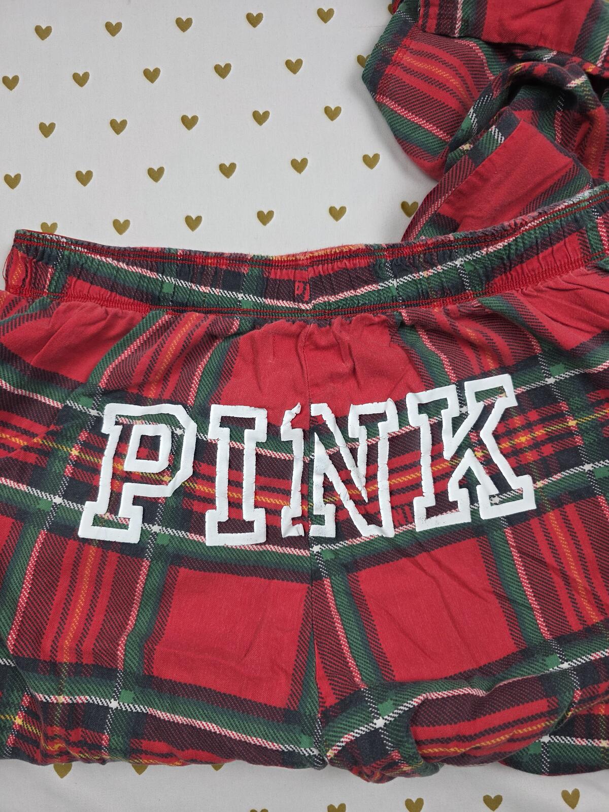 Victorias Secret Plaid LOGO BUTT Sleep Pants PJ Bottoms MEDIUM