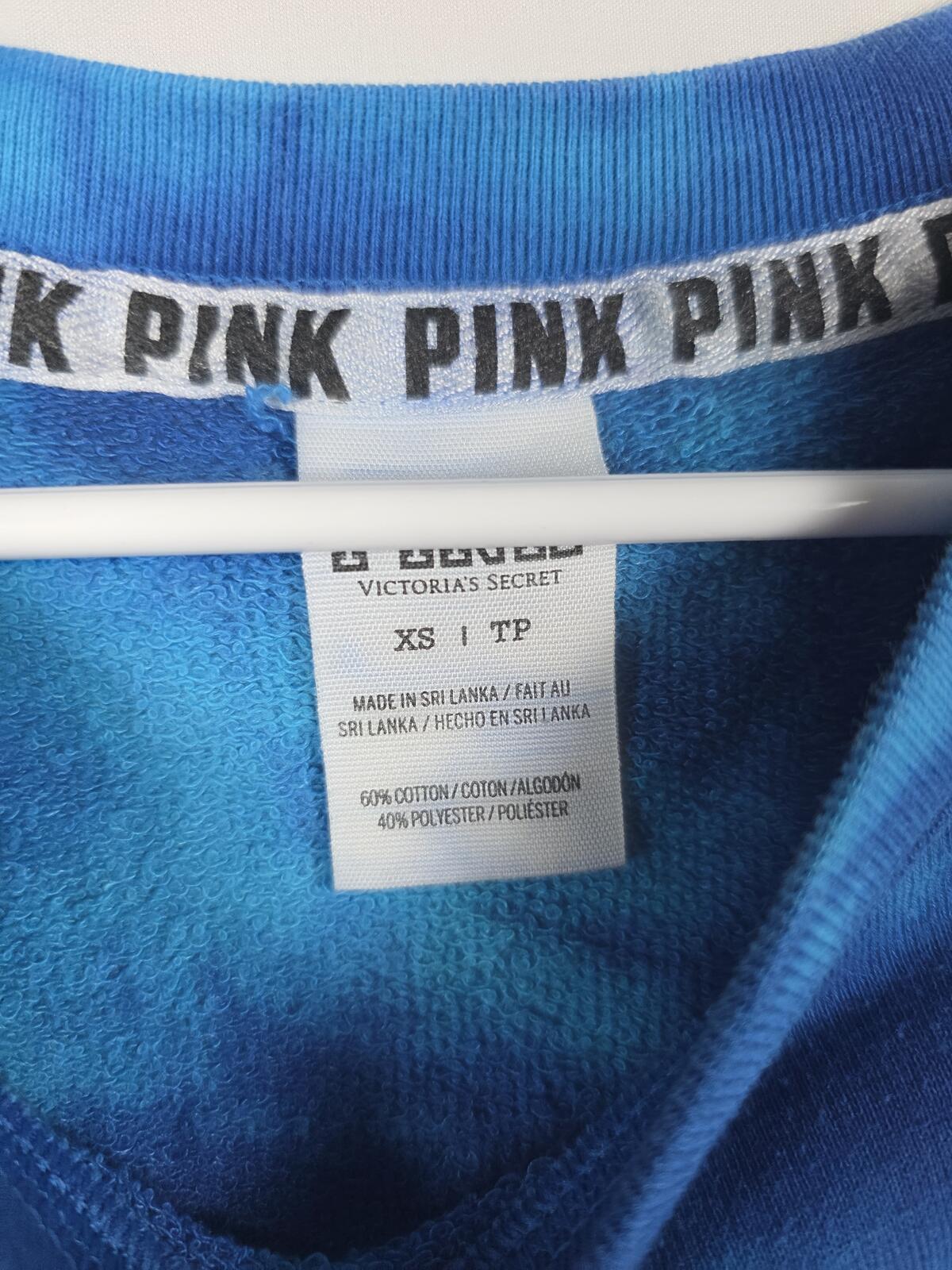 Victorias Secret Pink Tye Dye Oversized Logo Sweater Shirt Campus Crew XS