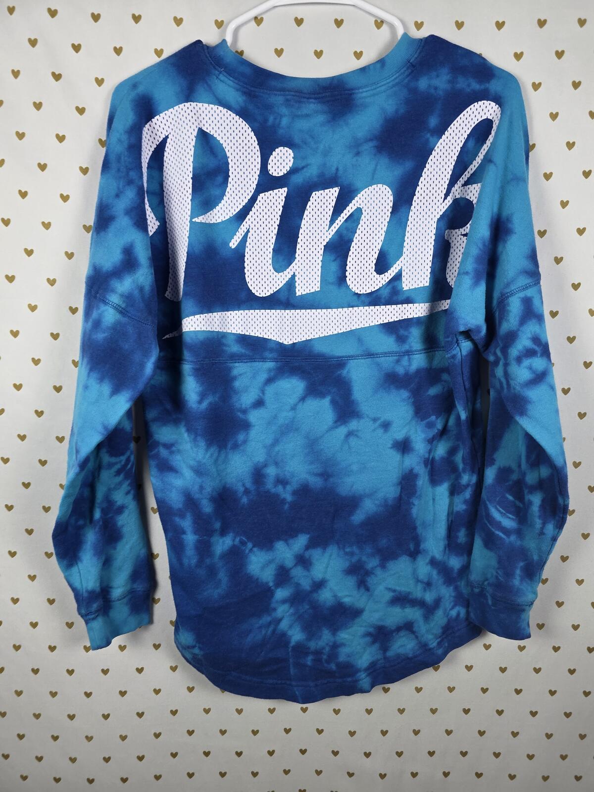 Victorias Secret Pink Tye Dye Oversized Logo Sweater Shirt Campus Crew XS