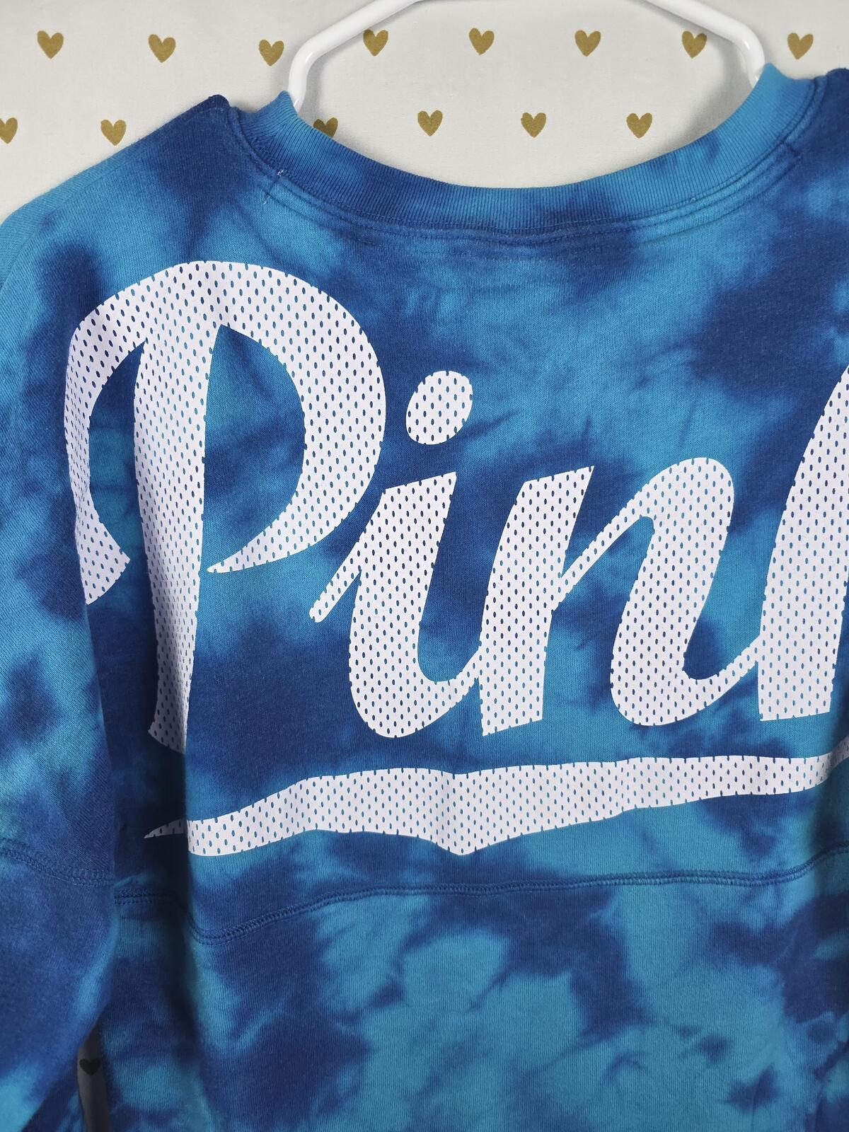 Victorias Secret Pink Tye Dye Oversized Logo Sweater Shirt Campus Crew XS