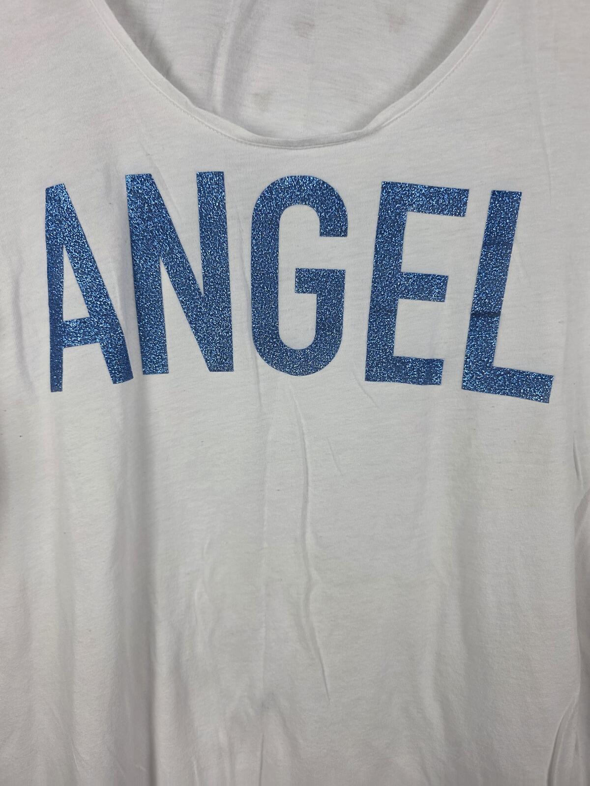 Victorias Secret White Long Sleeve ANGEL Bling Glitter Nightgown Sleep Shirt Med