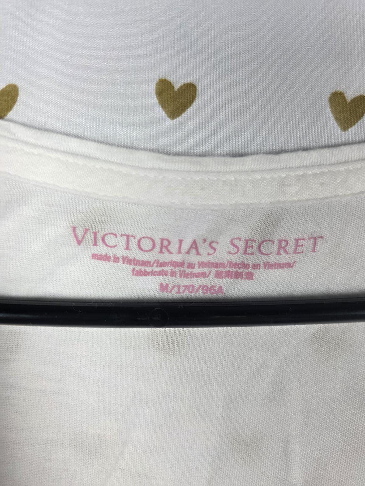 Victorias Secret White Long Sleeve ANGEL Bling Glitter Nightgown Sleep Shirt Med