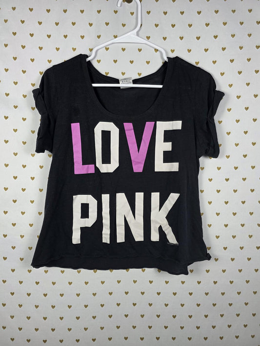 Victorias Secret PINK VINTAGE Cropped Boxy Y2K Tee Shirt MEDIUM