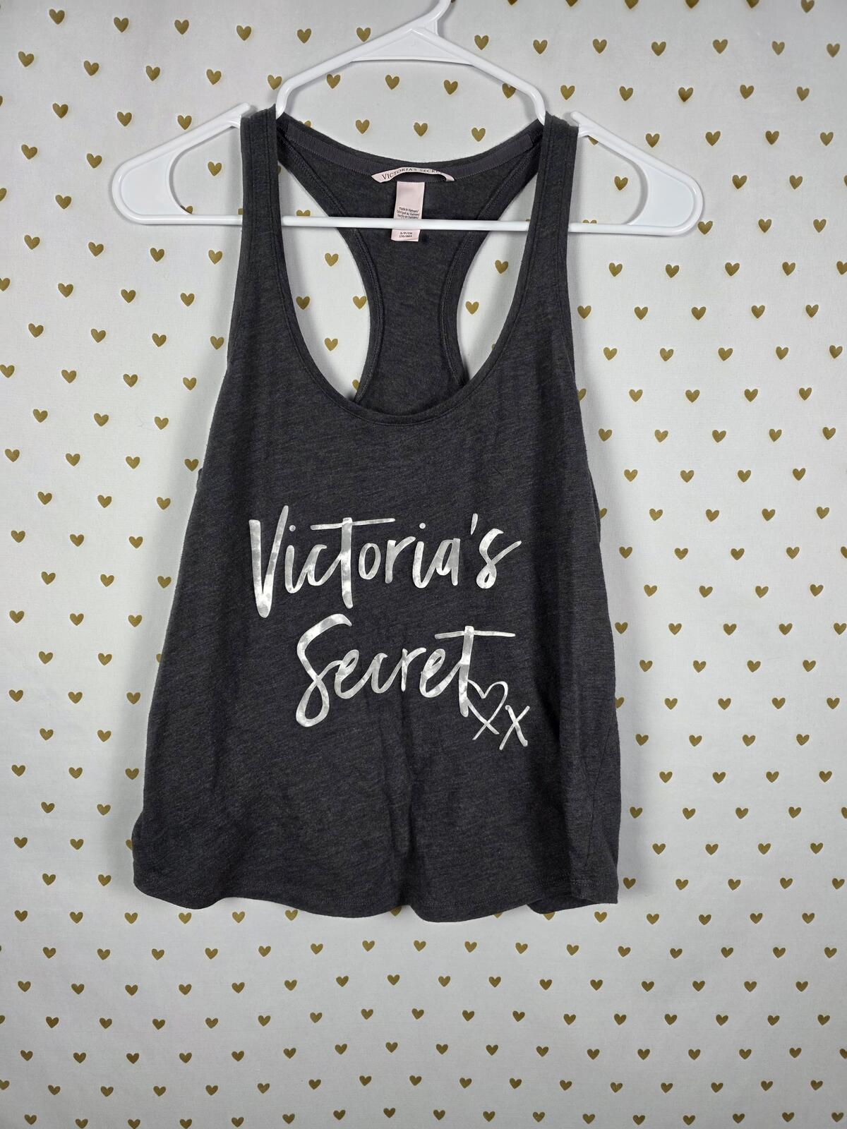 Victorias Secret PINK Soft Velvet Logo Tank Top Muscle Tee shirt SMALL