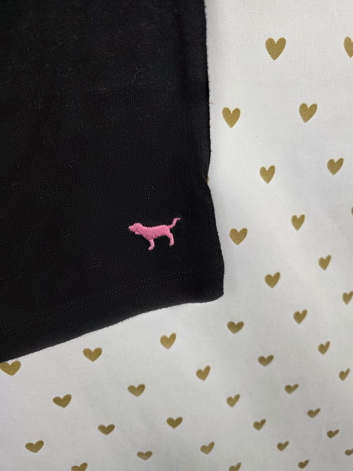 Victorias Secret PINK Vintage Y2k Black Logo Tee shirt XS