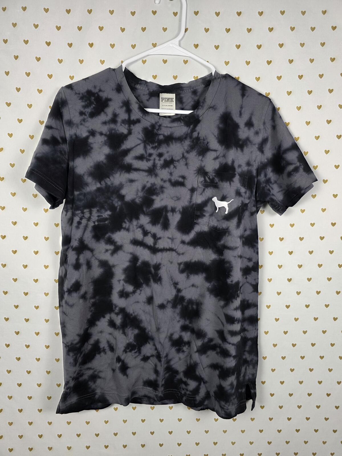 Victorias Secret PINK Tye Dye Crest Logo Tee shirt SMALL