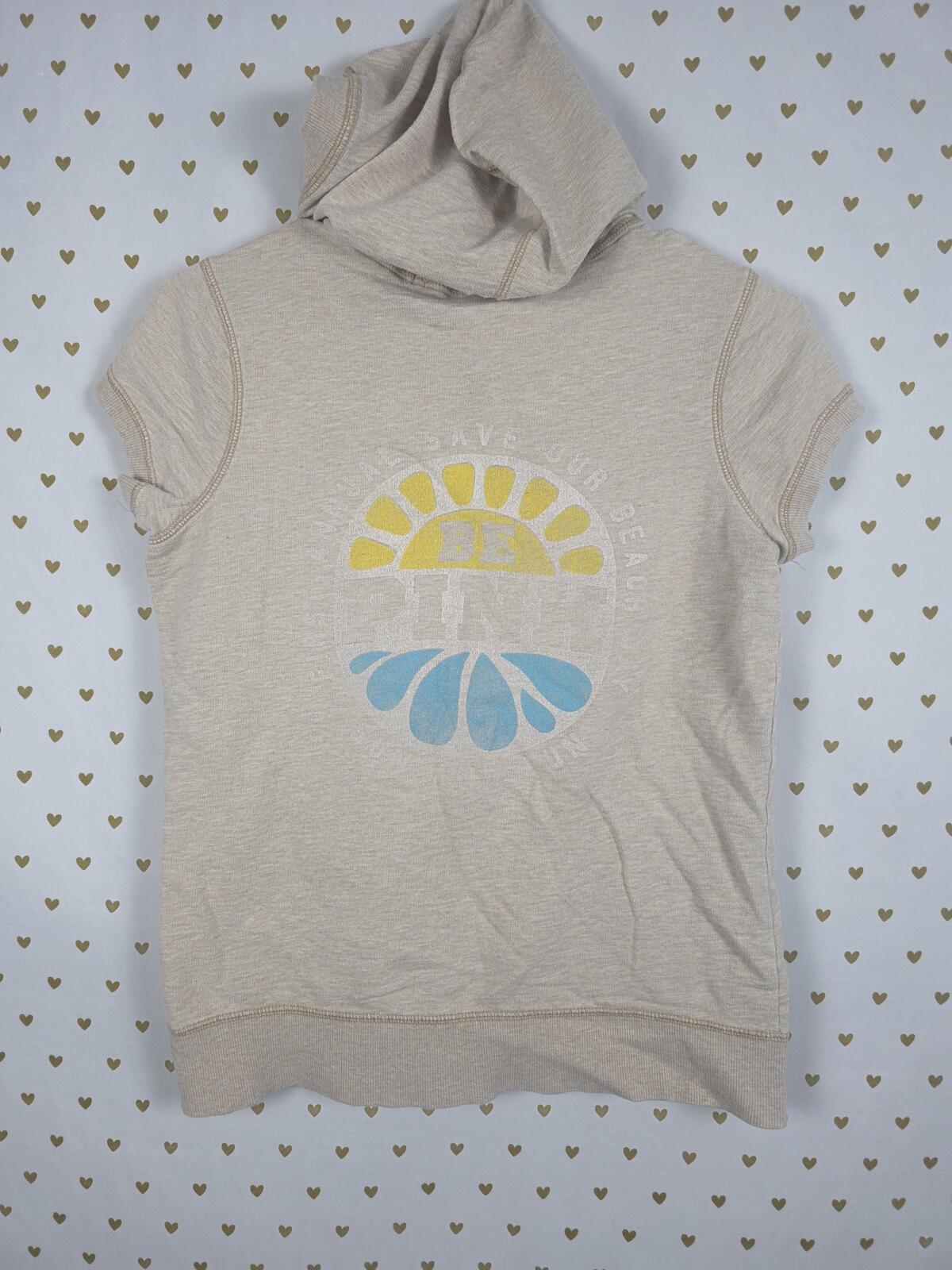 Victorias Secret Pink Vintage Hooded Sweater SUMMER Short Sleeve Top SMALL