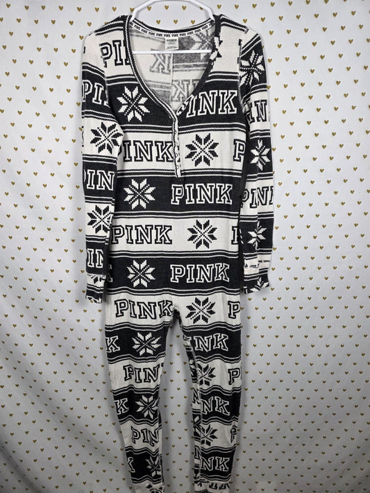 Victorias Secret PINK Buffalo Plaid LARGE Sleep Thermal Pajama Outfit 1pc LARGE