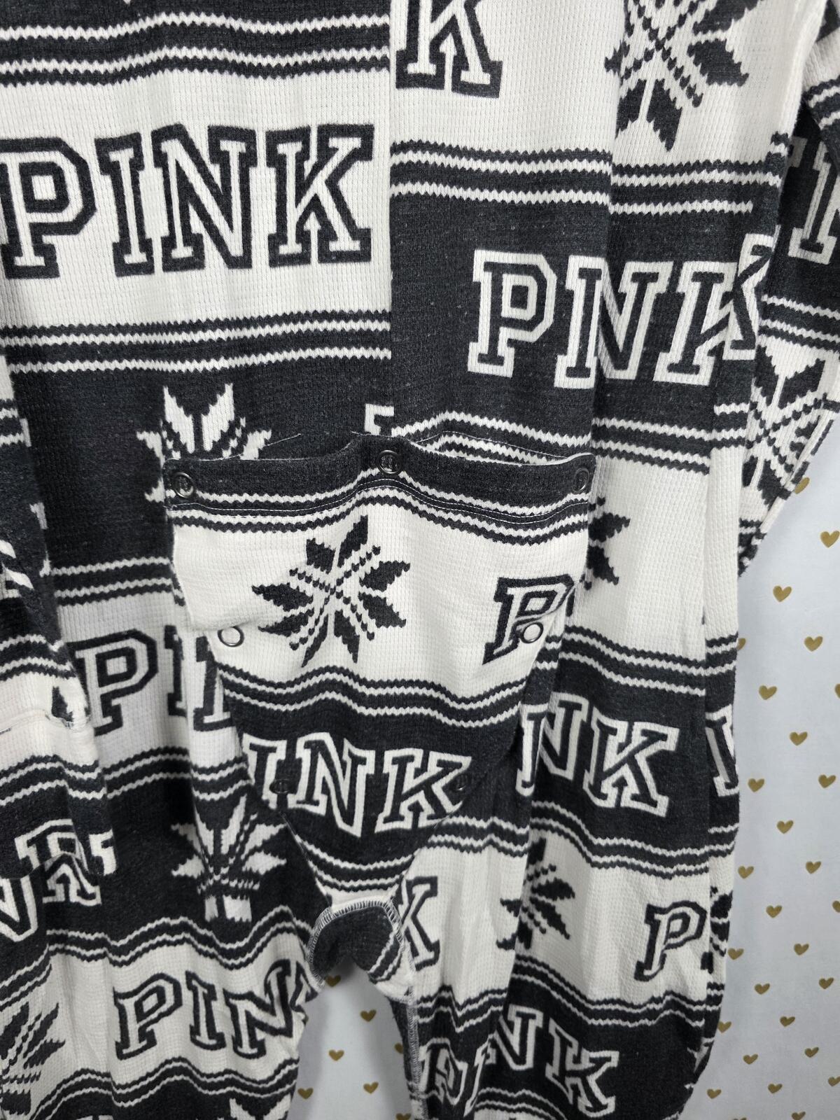 Victorias Secret PINK Buffalo Plaid LARGE Sleep Thermal Pajama Outfit 1pc LARGE