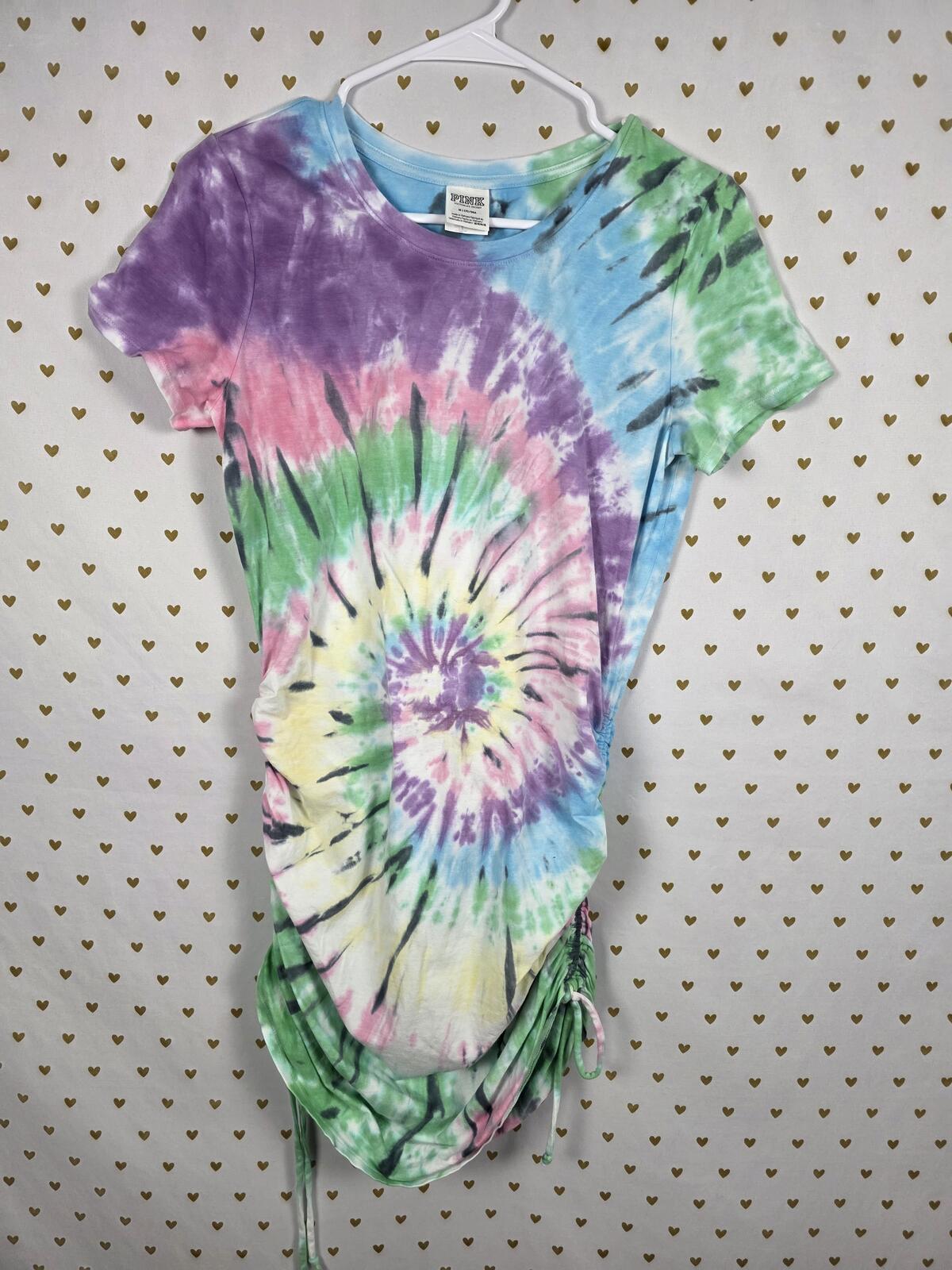 Victorias Secret PINK TYE DYE Cinched Dress Knee Length Adjustible MEDIUM