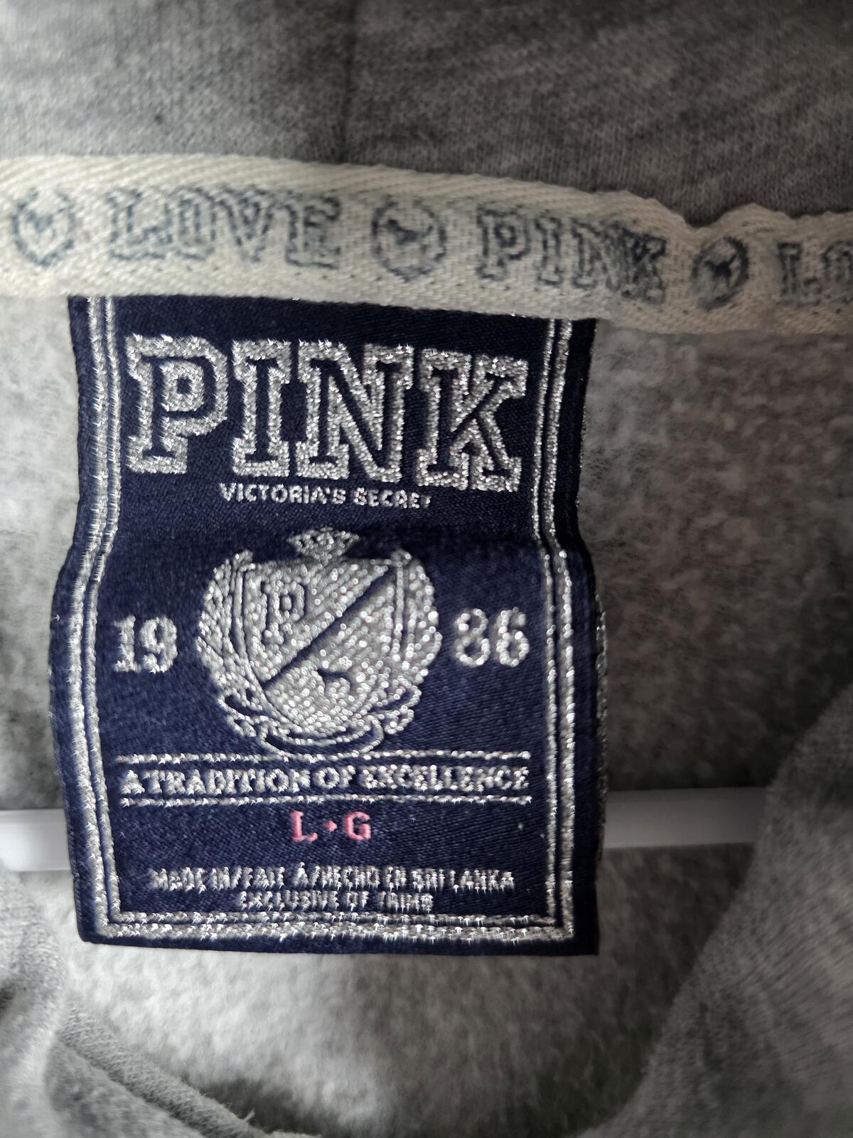 Victorias Secret Pink BLING PEACE sequined Full zip Hoodie Jacket Vintage y2k L
