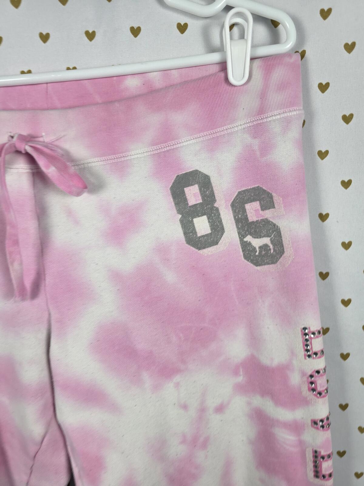 Victorias Secret PINK Vintage Bling Pink Y2k Studded Sweats Sweatpants LARGE