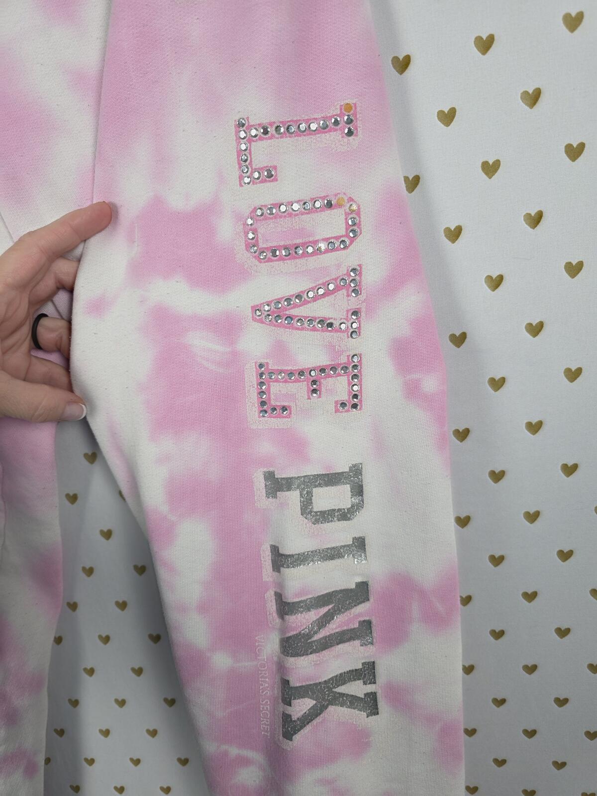 Victorias Secret PINK Vintage Bling Pink Y2k Studded Sweats Sweatpants LARGE