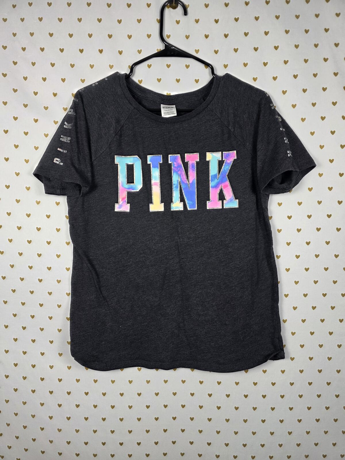 Victorias Secret PINK Watercolor Logo Tee Shirt LARGE