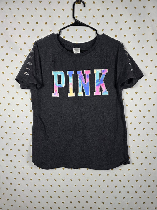Victorias Secret PINK Watercolor Logo Tee Shirt LARGE