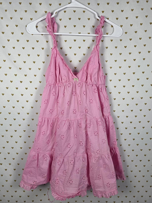 Victorias Secret PINK EYELET Cotton Vintage Dress Ruffled MEDIUM