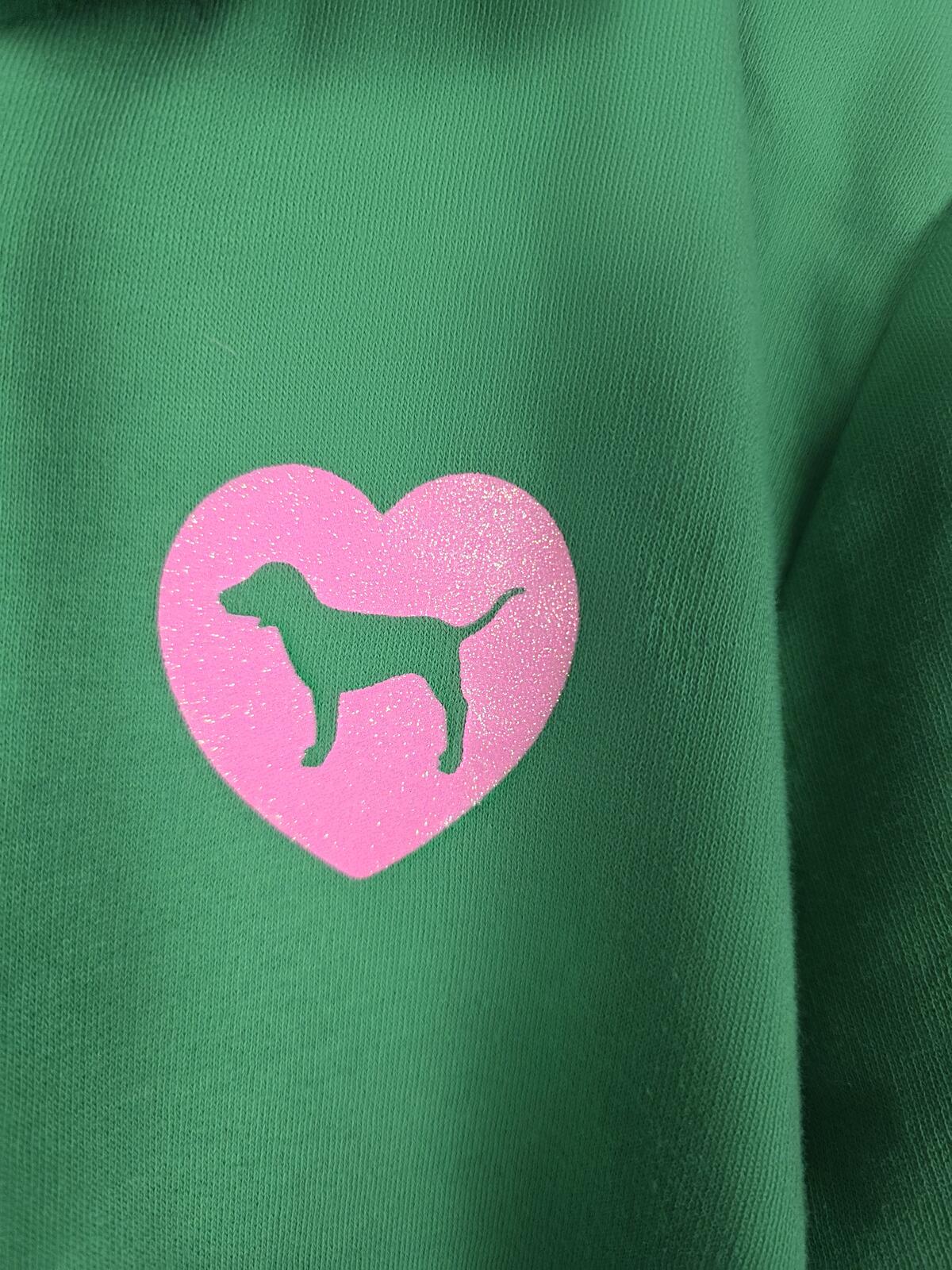 Victorias Secret Pink Green Campus Originals GREEN Pullover Hoodie Jacket LARGE