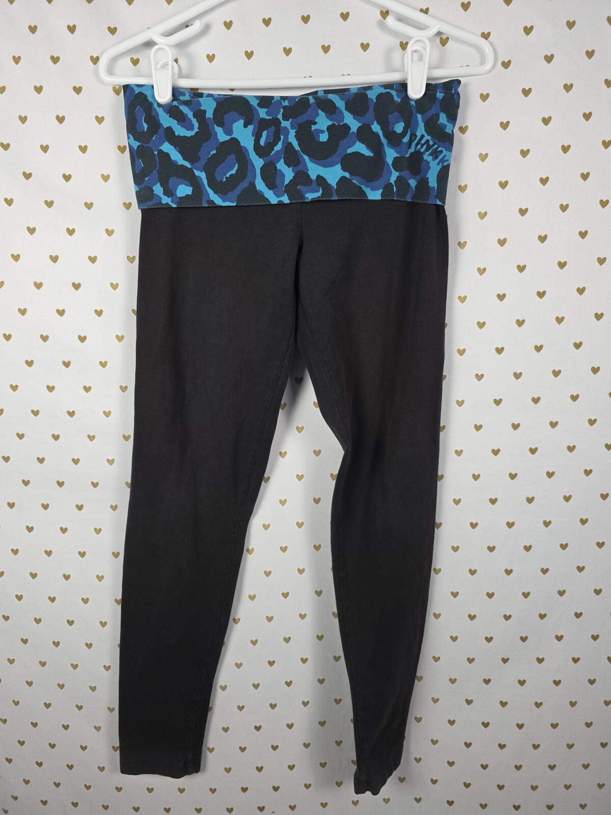 Victorias Secret PINK LEOPARD CHEETAH Bling FOLDOVER Yoga Pants SMALL Ankle