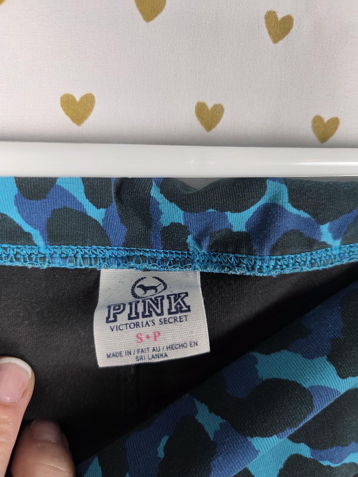 Victorias Secret PINK LEOPARD CHEETAH Bling FOLDOVER Yoga Pants SMALL Ankle