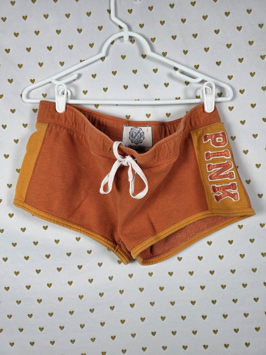 Victorias Secret PINK Vintage Y2k Orange Logo Shorts University SMALL
