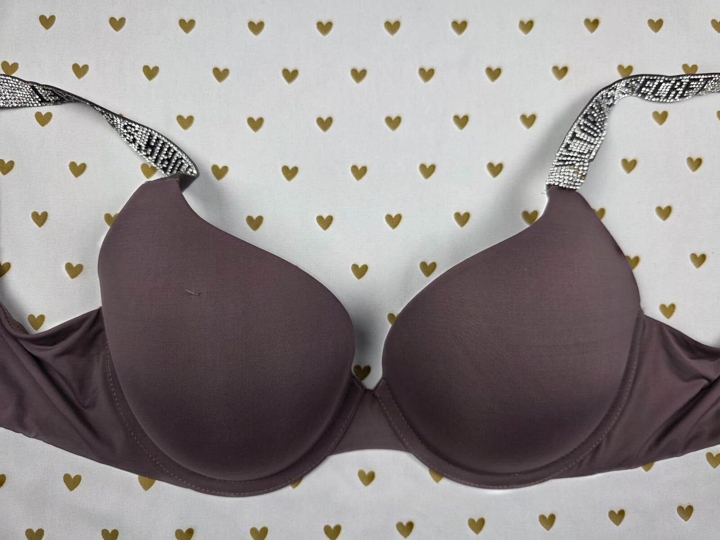 Victorias Secret BLING STRAP Shine Bra  T shirt Push Up Full Coverage 32DD