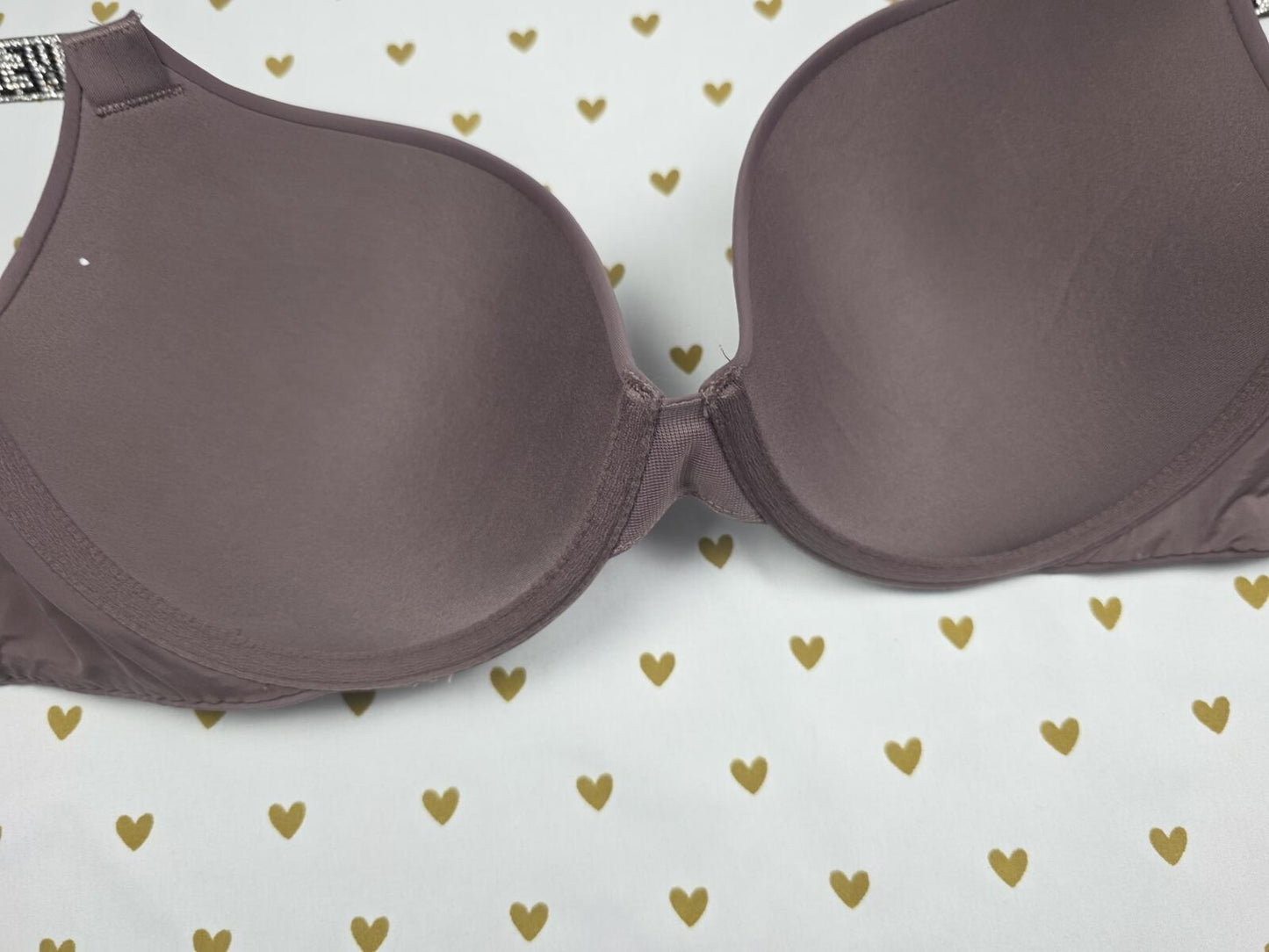 Victorias Secret BLING STRAP Shine Bra  T shirt Push Up Full Coverage 32DD
