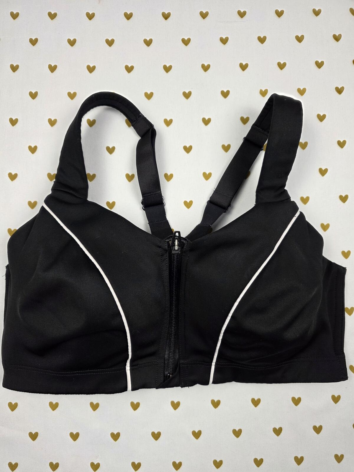 Victorias Secret Black KNOCKOUT Front Close Sports Bra Exercise Support 34DD