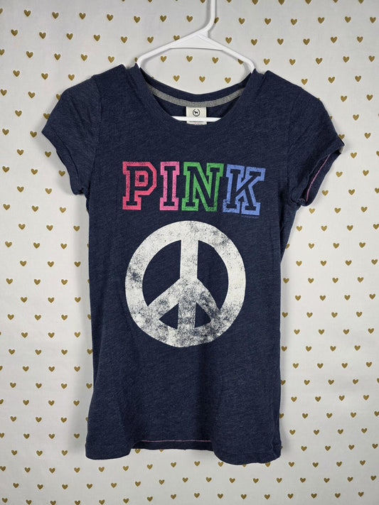 Victorias Secret PINK Vintage Y2k PEACE SMALL Blue HTF Tee shirt
