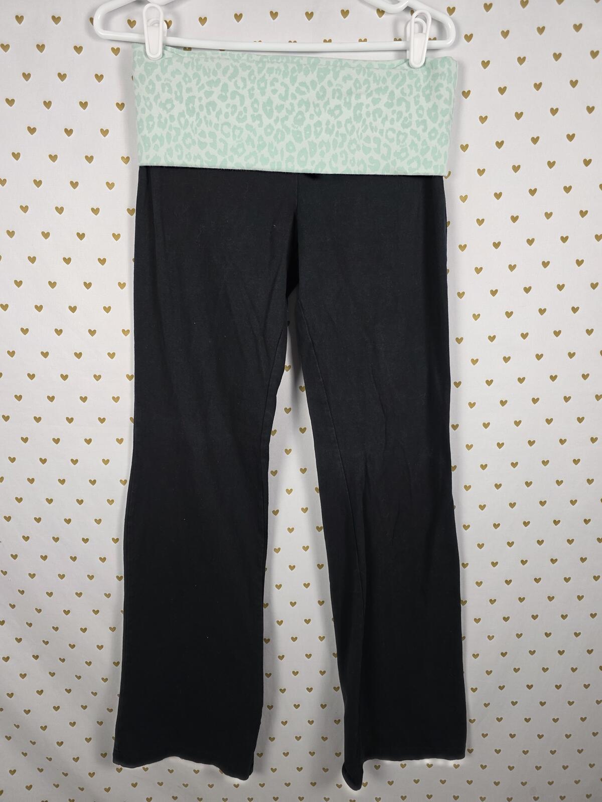Victorias Secret PINK BLING LEOPARD CHEETAH Flare Foldover Yoga Pants MEDIUM