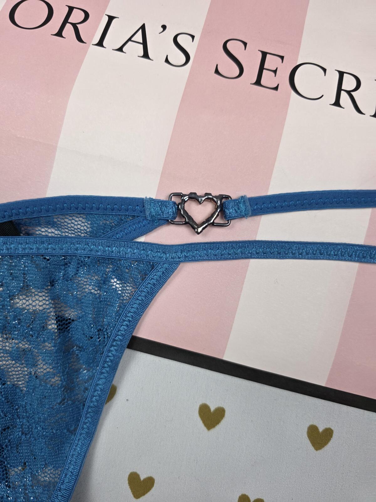 Victorias Secret SEXY LITTLE THINGS Blue New NWT V String Charm Panties Thong M