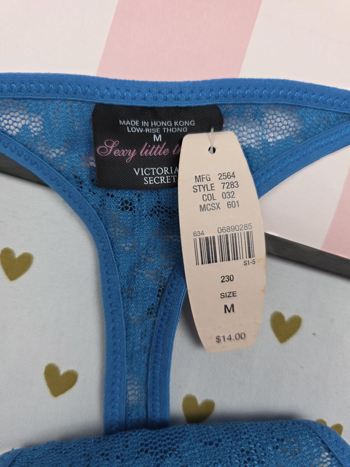 Victorias Secret SEXY LITTLE THINGS Blue New NWT V String Charm Panties Thong M