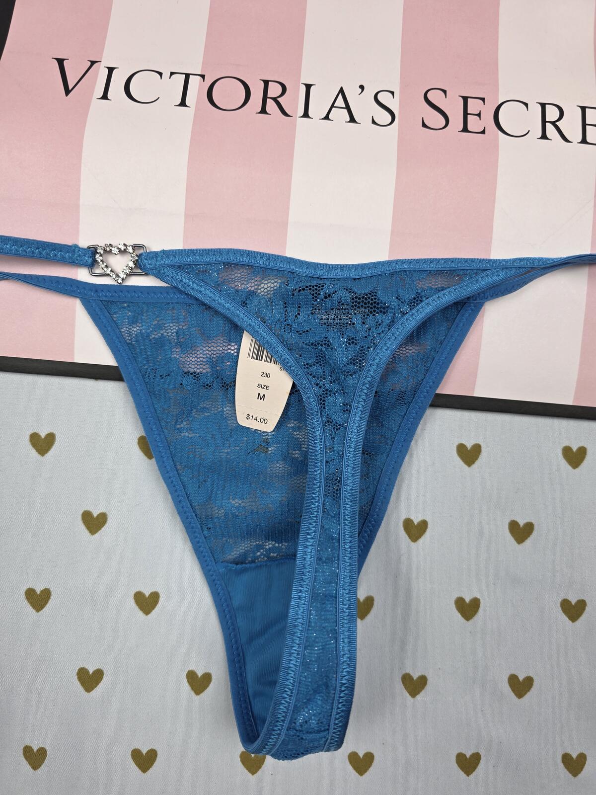 Victorias Secret SEXY LITTLE THINGS Blue New NWT V String Charm Panties Thong M