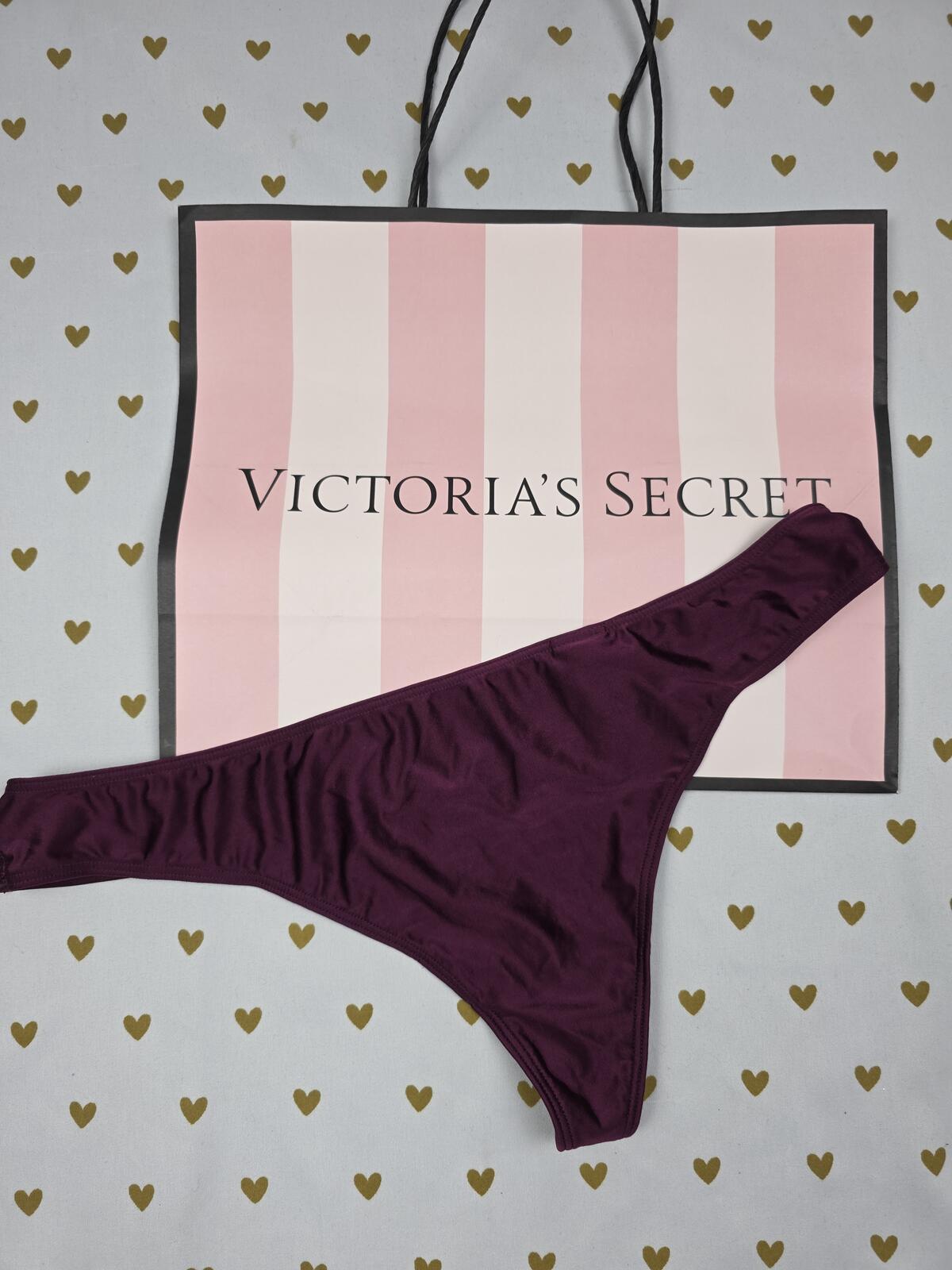Victorias Secret Bow Strappy NEW NWT Medium V string Thong Maroon
