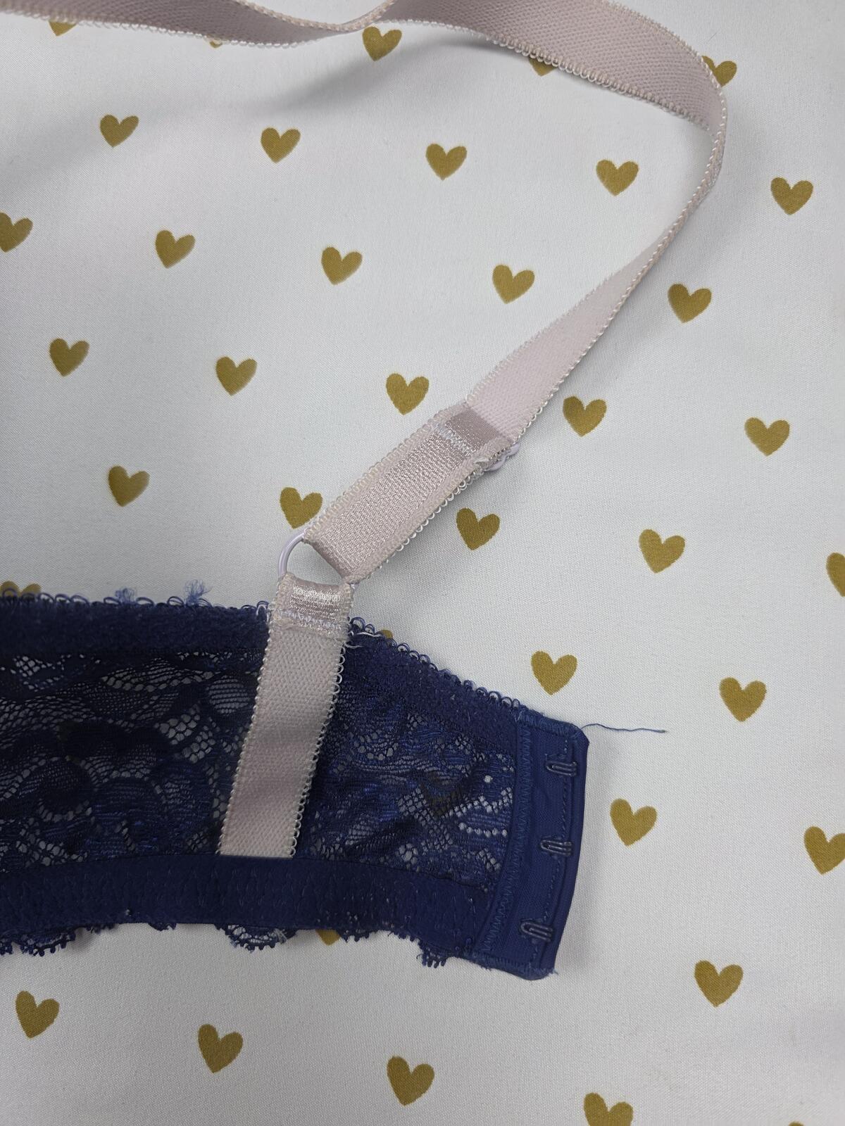 Victorias Secret BLING Blue Studded Lined Demi Balconette Bra 36DDD