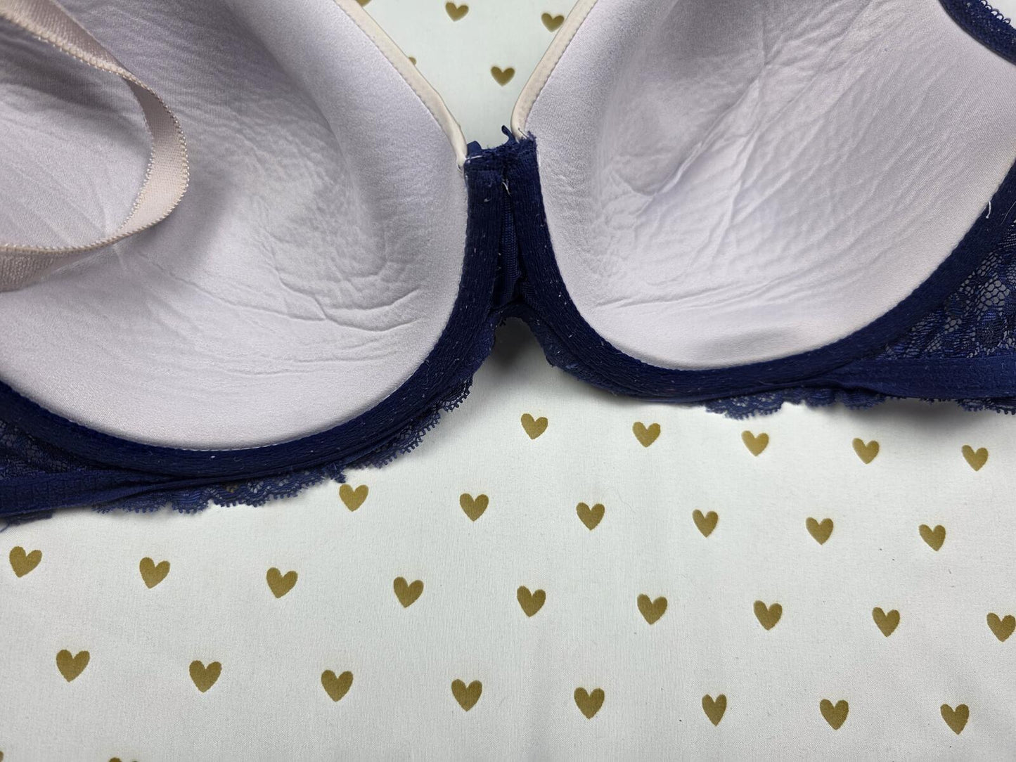 Victorias Secret BLING Blue Studded Lined Demi Balconette Bra 36DDD