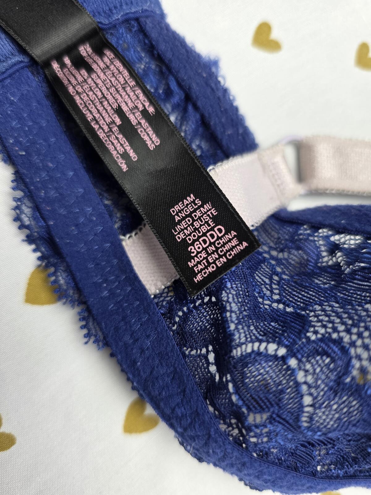 Victorias Secret BLING Blue Studded Lined Demi Balconette Bra 36DDD